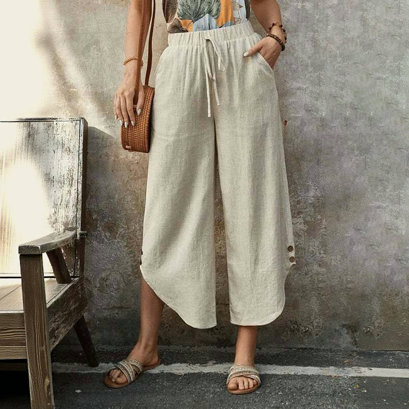 【Coton Et Lin】Pantalon Décontracté Confortable
