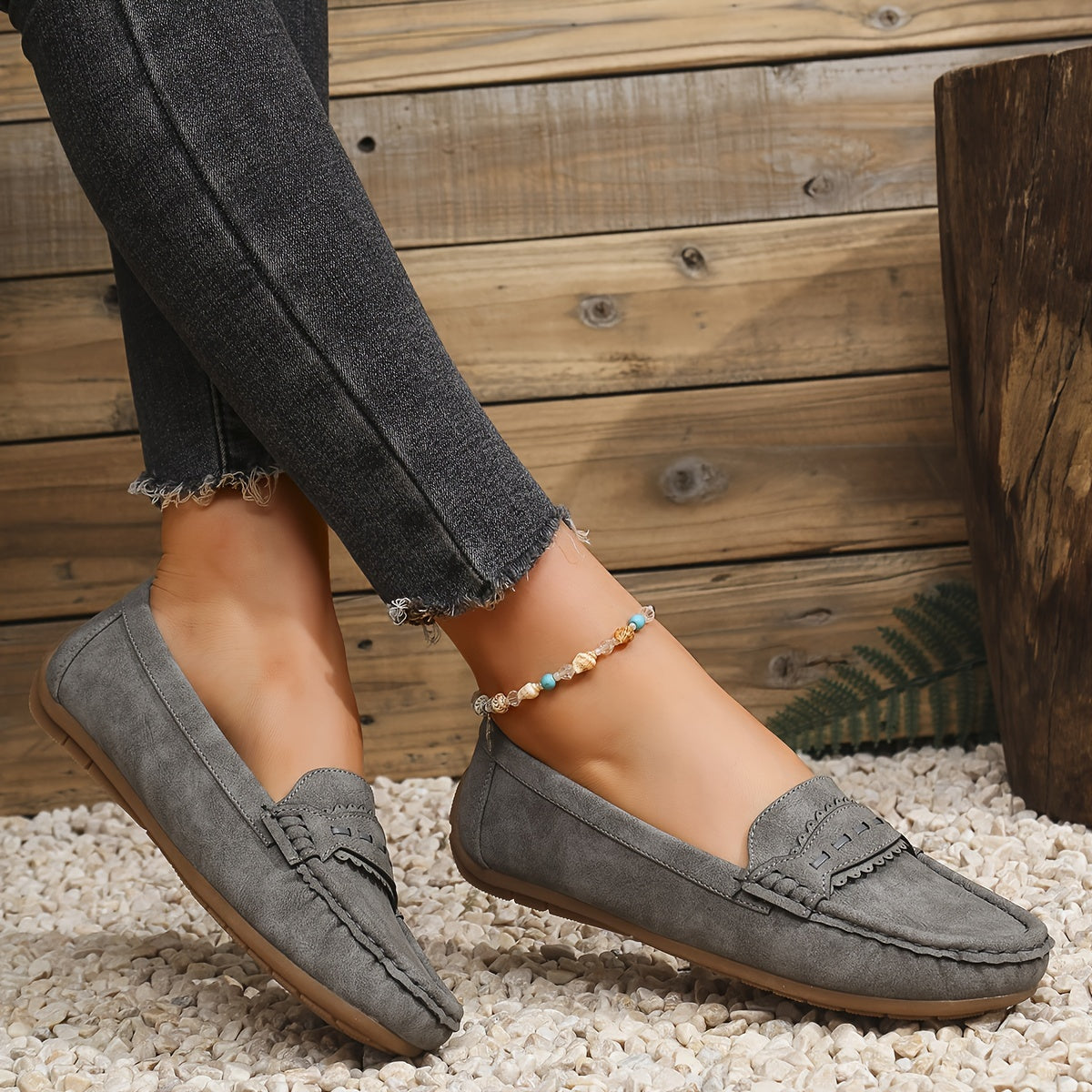 Mocassins Effet Daim Festonnés Marie