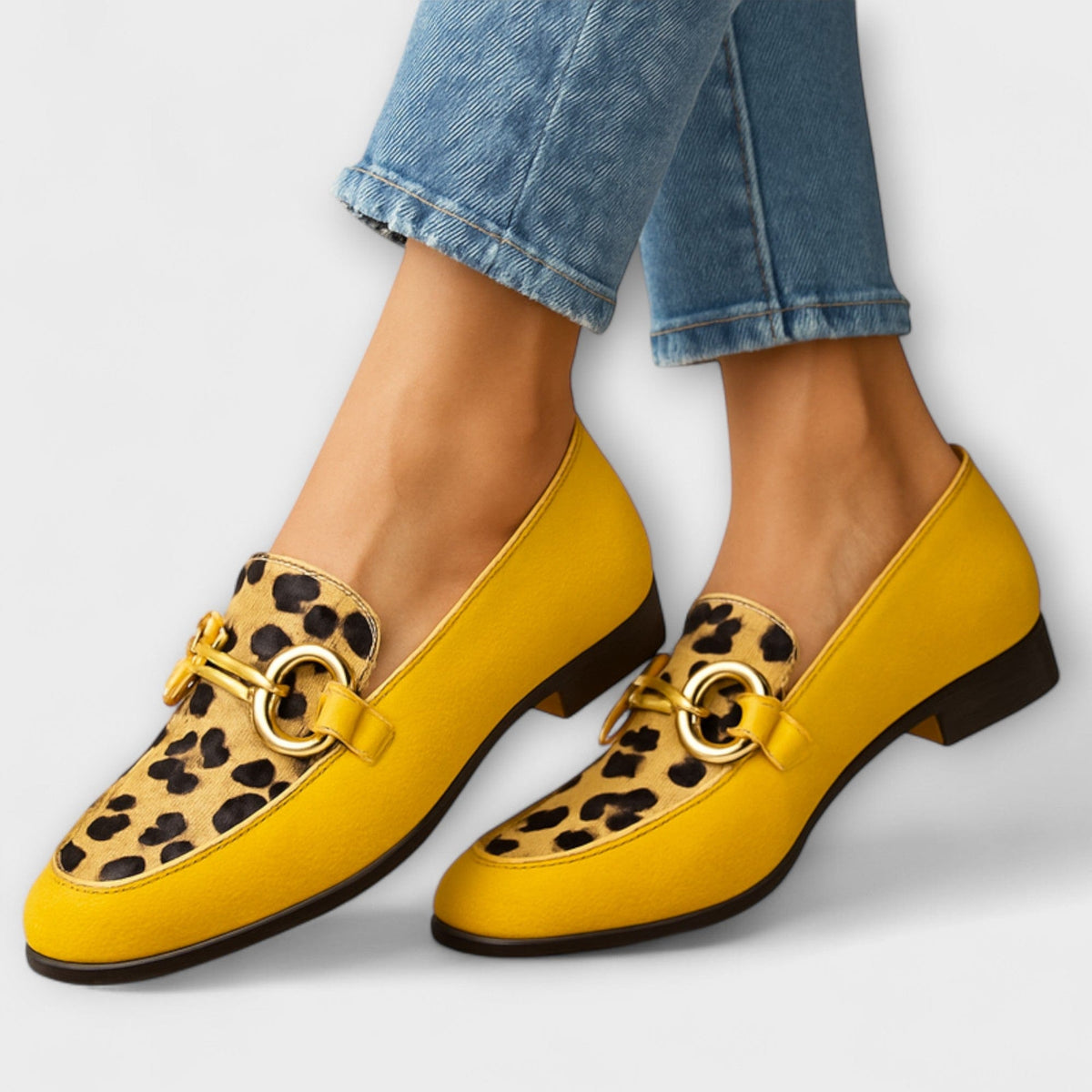 Sacha Havre | Mocassins Jaunes Imprimé Léopard Claire