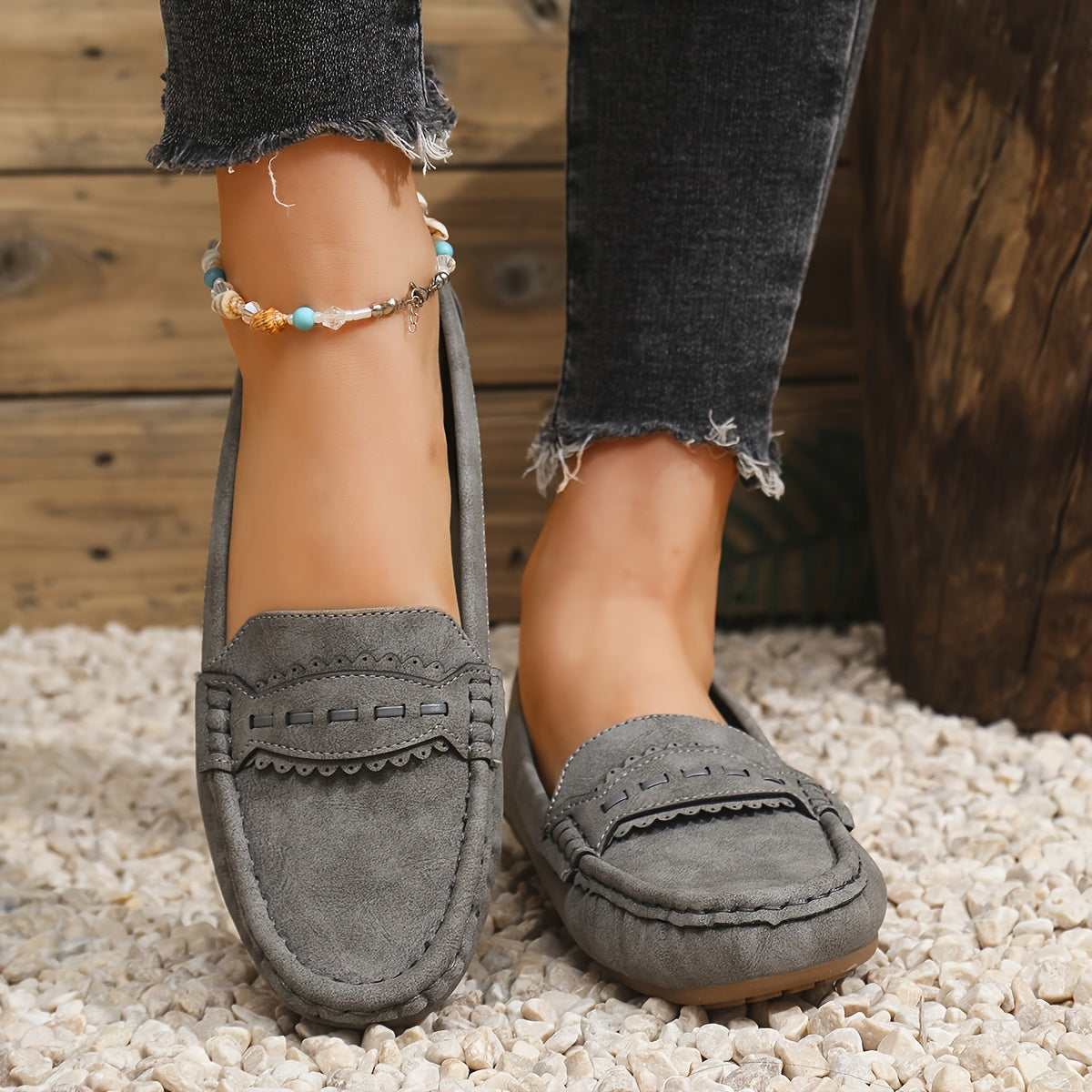 Mocassins Effet Daim Festonnés Marie