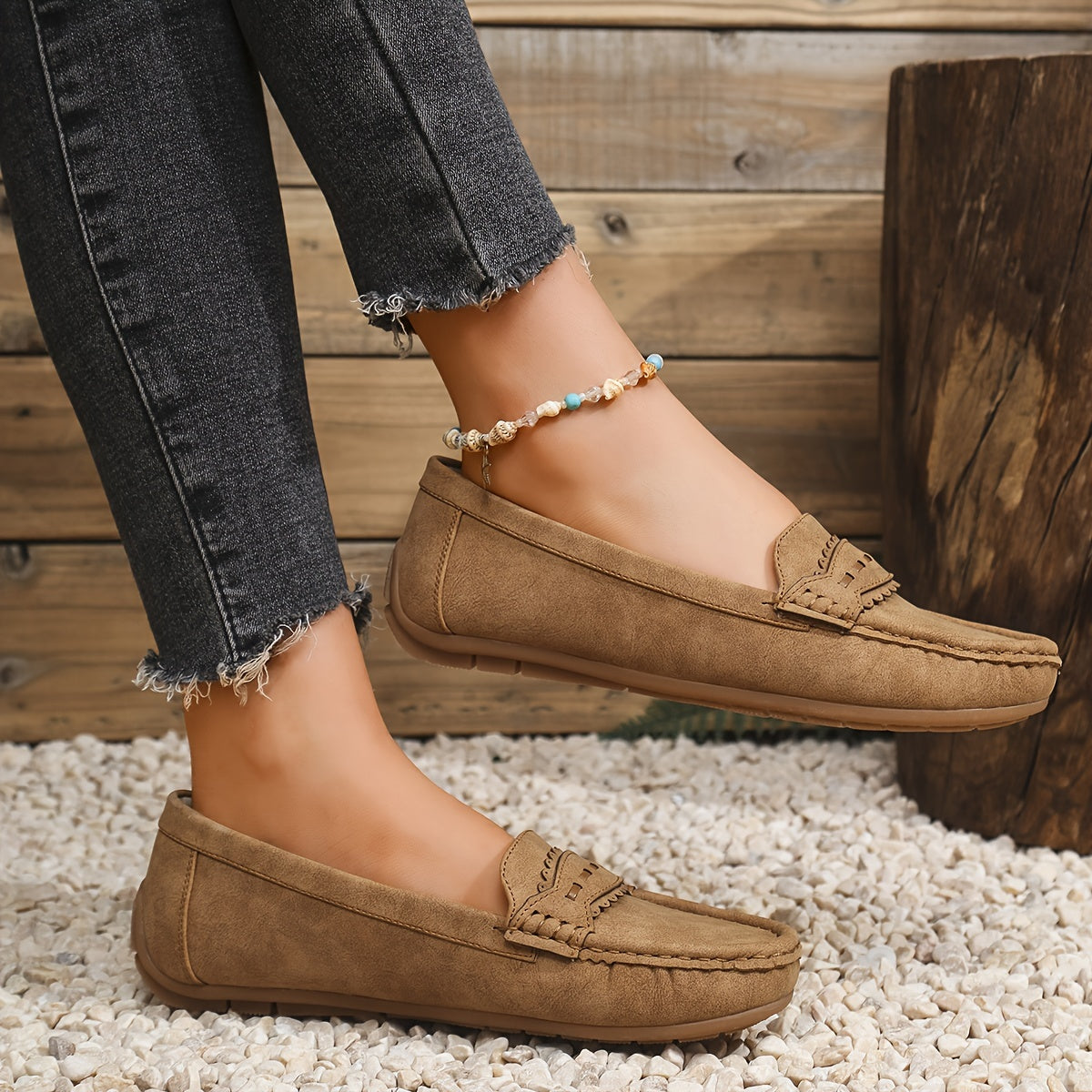 Mocassins Effet Daim Festonnés Marie