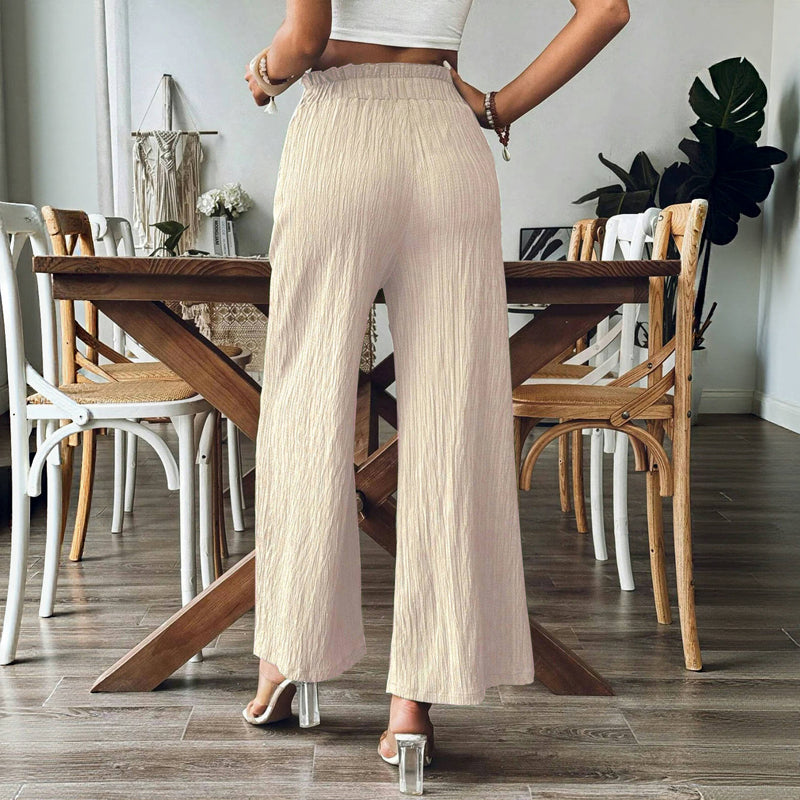 Pantalon Décontracté De Couleur Unie