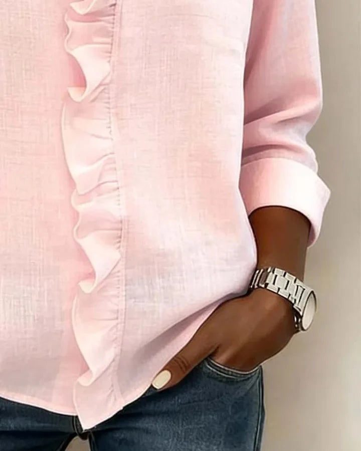 Blouse à Volants Col V pour Femme Claire