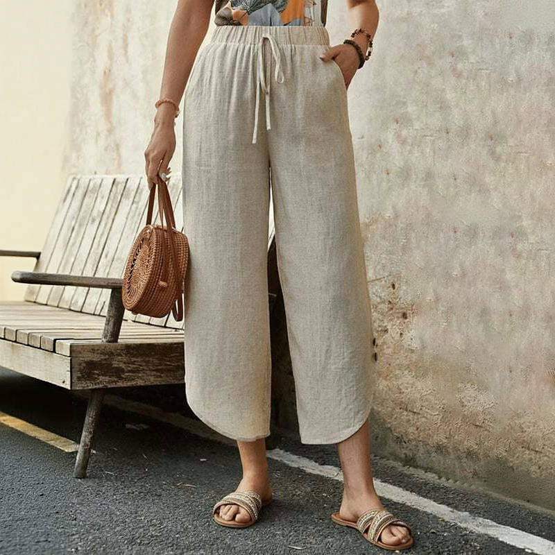 【Coton Et Lin】Pantalon Décontracté Confortable