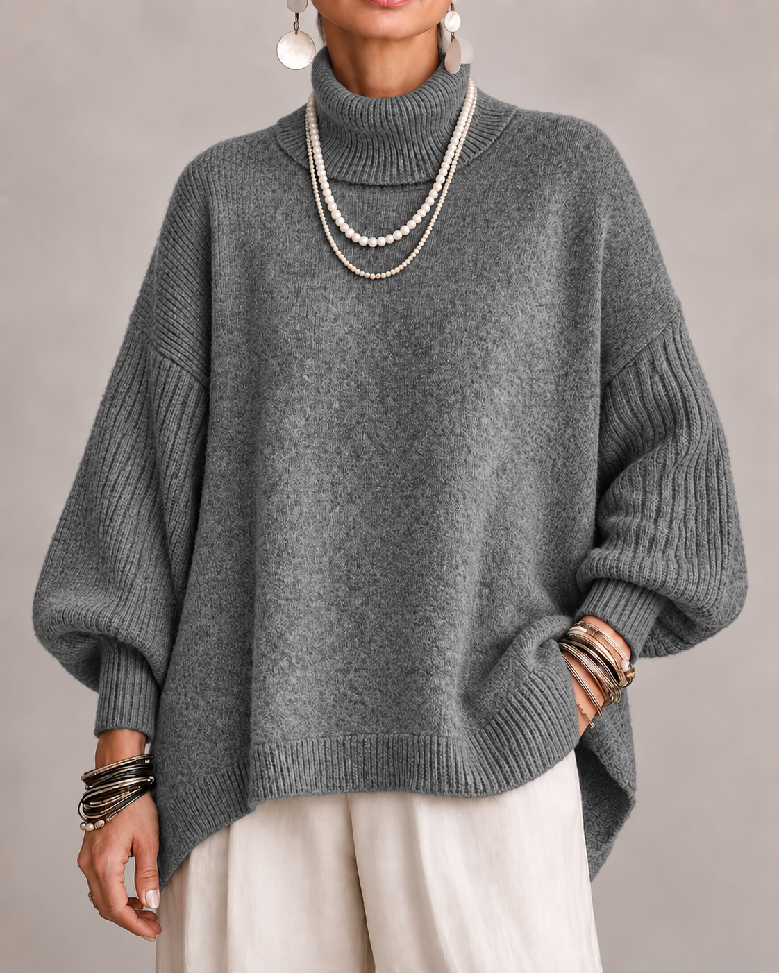 Pull Col Roulé Oversize pour Femme Pauline