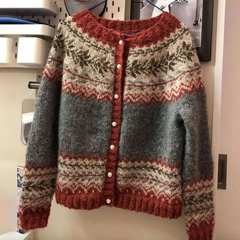 Gilet Jacquard Nordique pour Femme Nicole