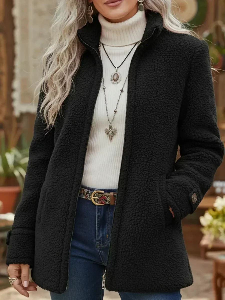 Sacha Havre | Veste Bouclette Zippée Col Montant Florence