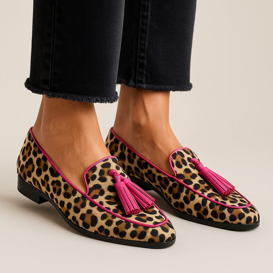 Sacha Havre | Mocassins Léopard Bordure Rose Florence