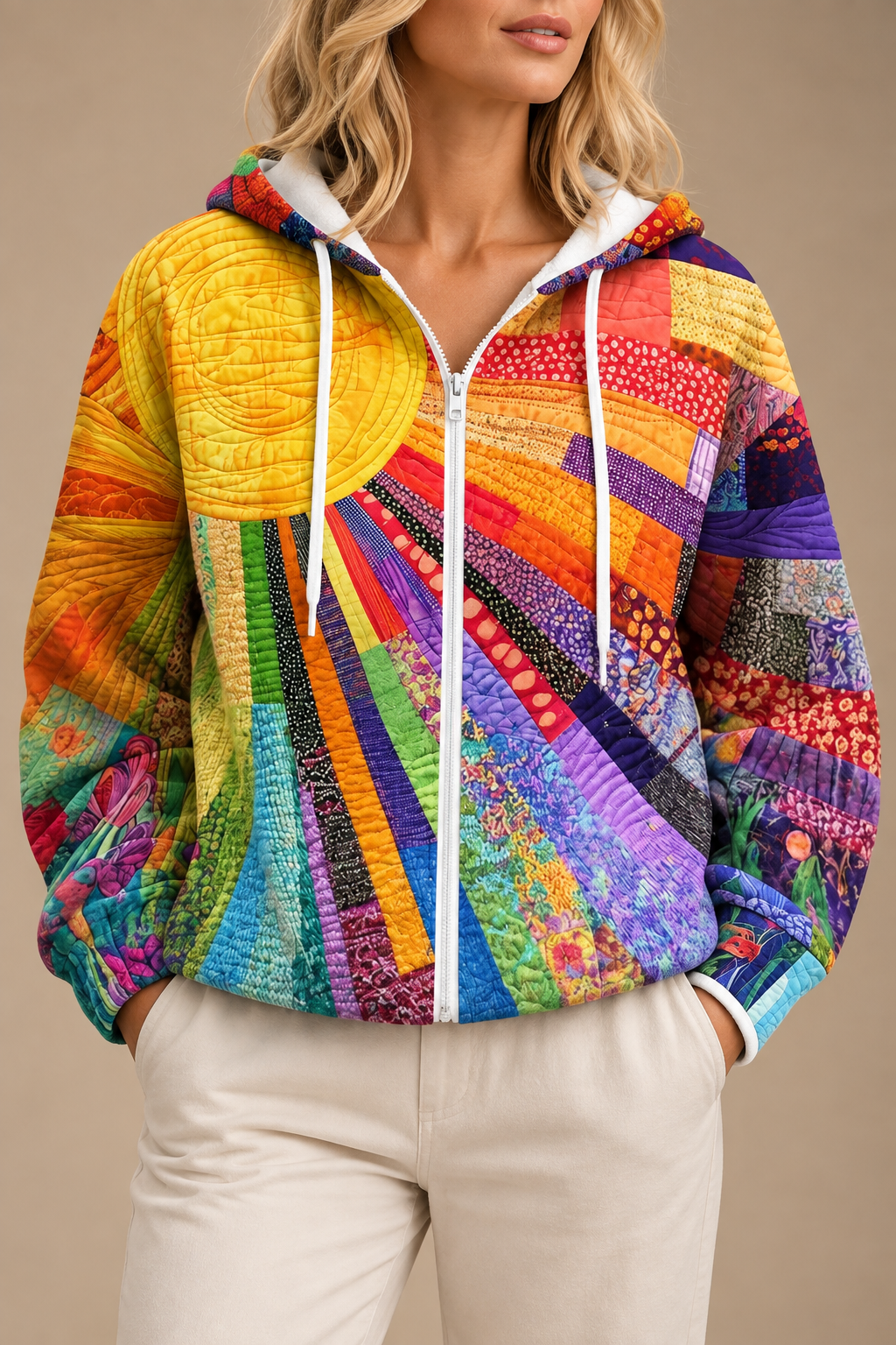 Veste Zippée Matelassée Patchwork pour Femme Catherine