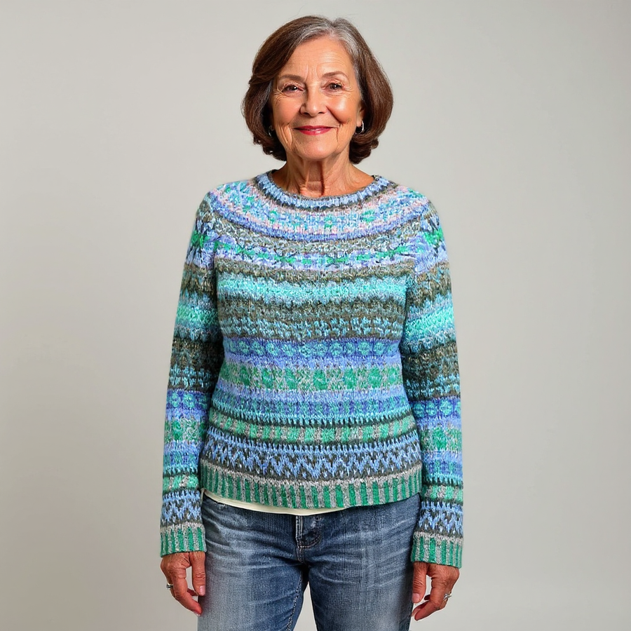 Pull Jacquard Bleu Vert pour Femme Florence