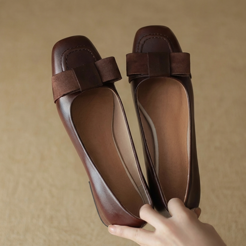 Sacha Havre | Ballerines à Nœud en Cuir Léa