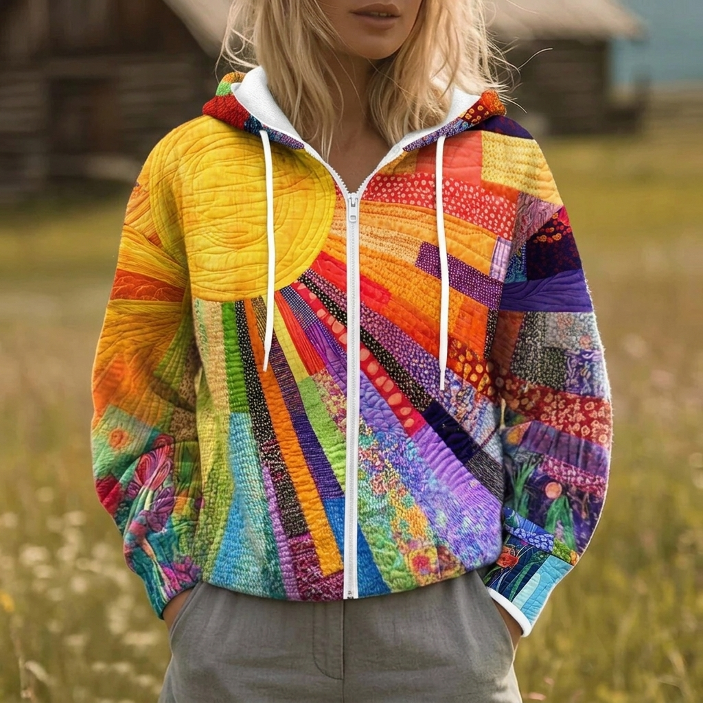 Veste Zippée Matelassée Patchwork pour Femme Catherine