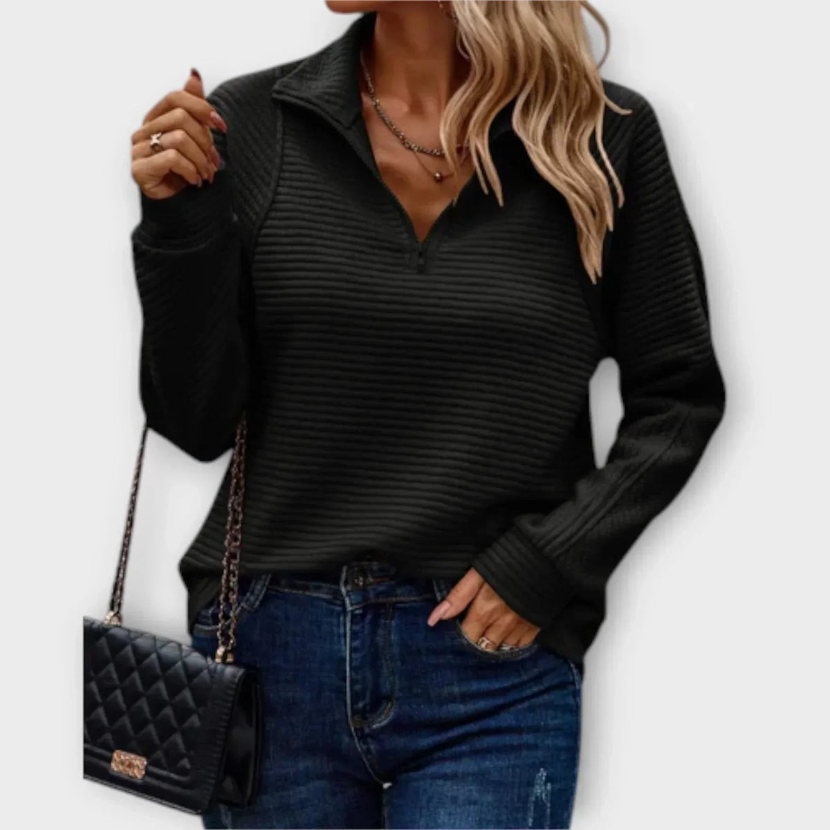 Pull Col Zippé Côtelé pour Femme Gisèle