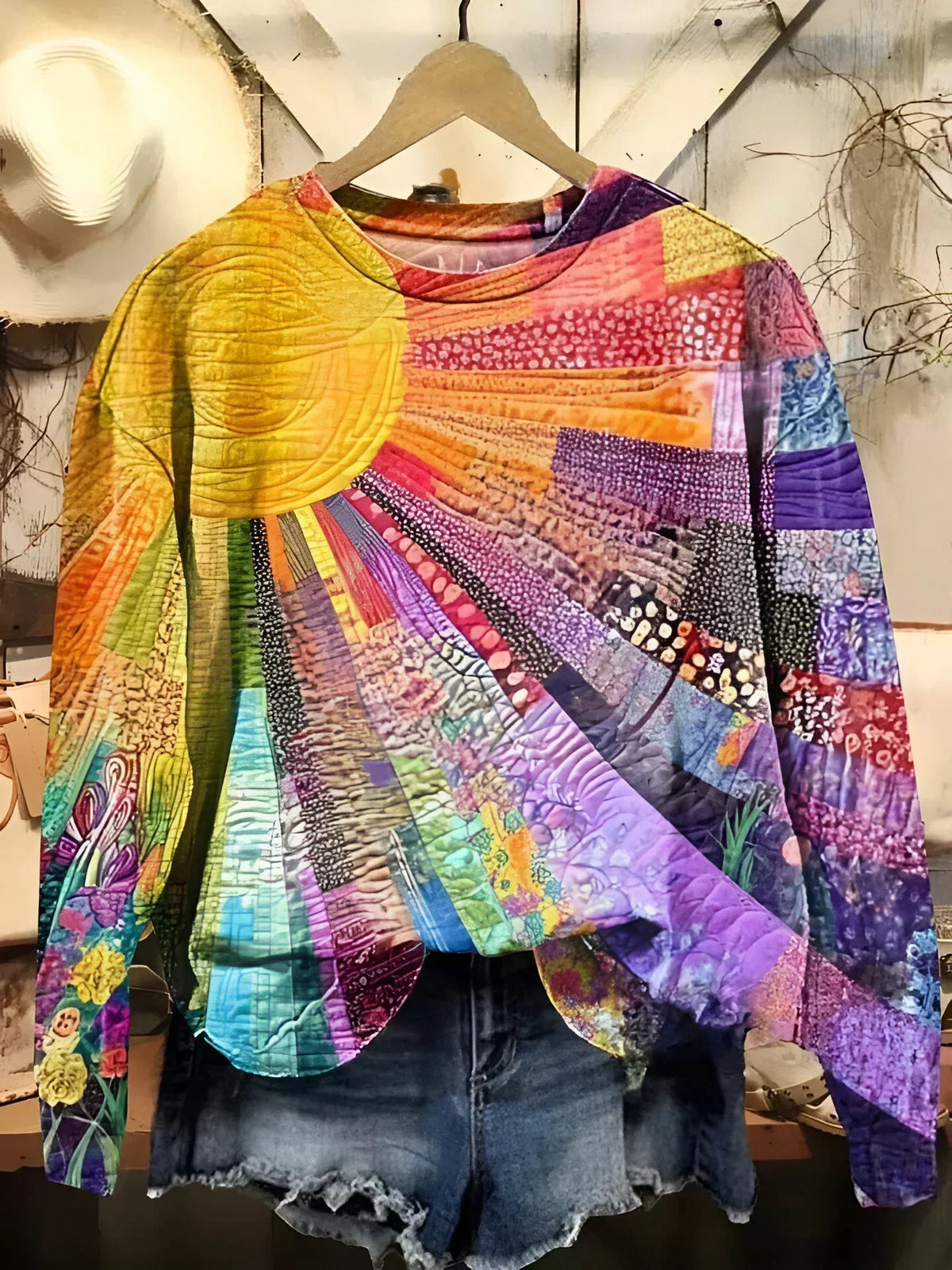 Pull Soleil Patchwork pour Femme Brigitte