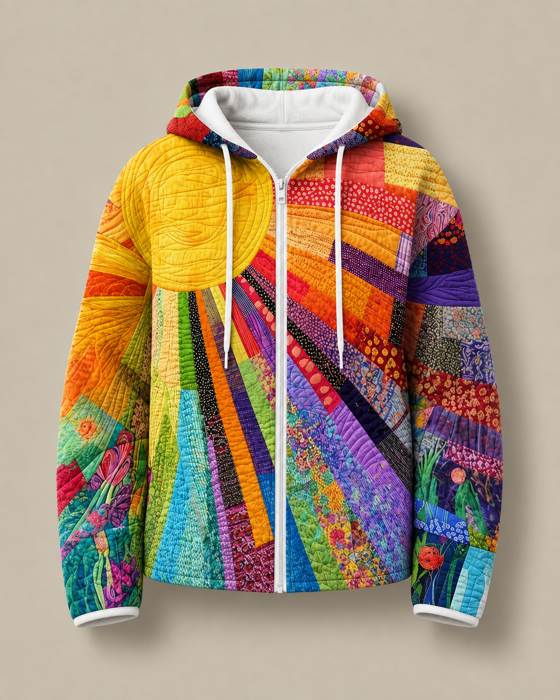 Veste Zippée Matelassée Patchwork pour Femme Catherine