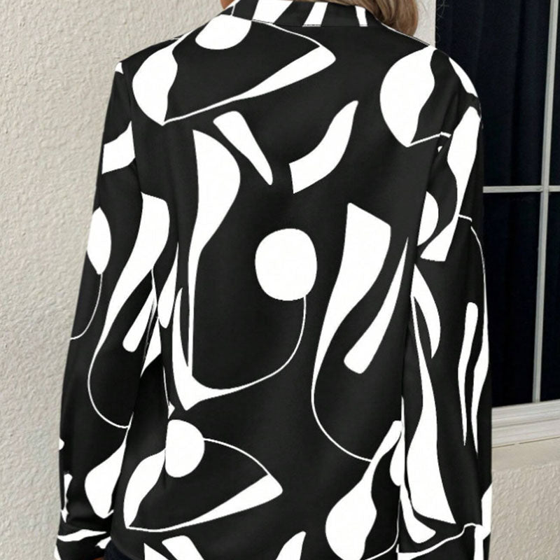 Chemise col V manches longues imprimé géométrique