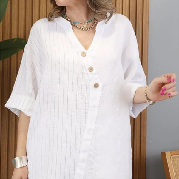 Costume deux pièces décontracté en coton et lin pour femmes de haute qualité