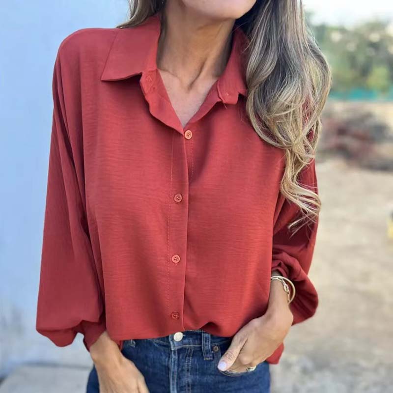 Chemise boutonnée élégante de couleur unie pour femme
