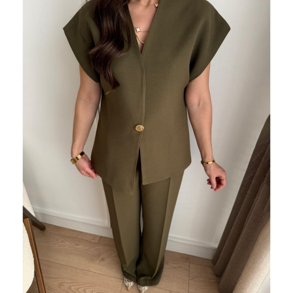 Costume 2 pièces chemise verte vintage