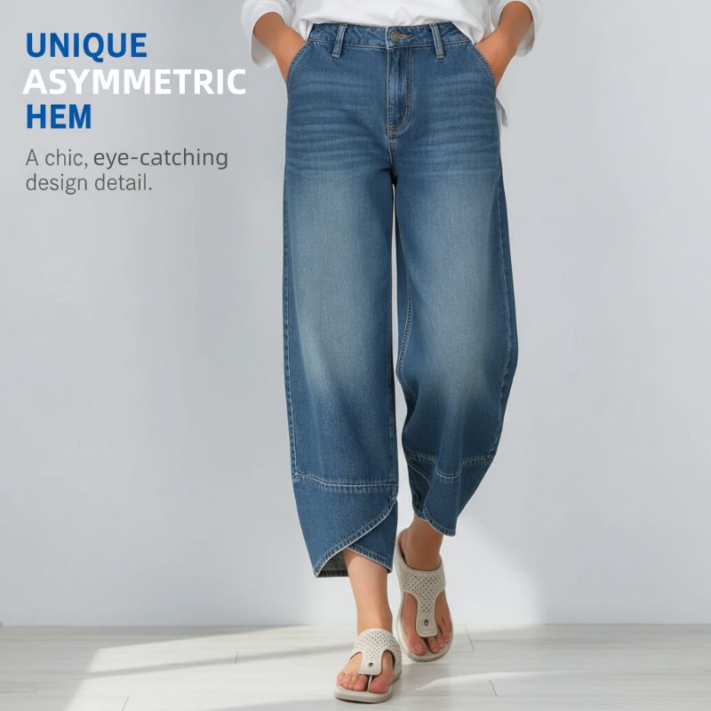 🔥2026 Hot Sale 🔥Jean décontracté à jambes larges et croisées pour femme, idéal en toutes saisons