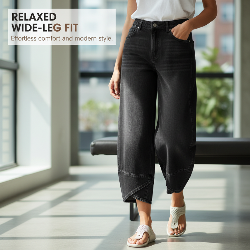 🔥2026 Hot Sale 🔥Jean décontracté à jambes larges et croisées pour femme, idéal en toutes saisons