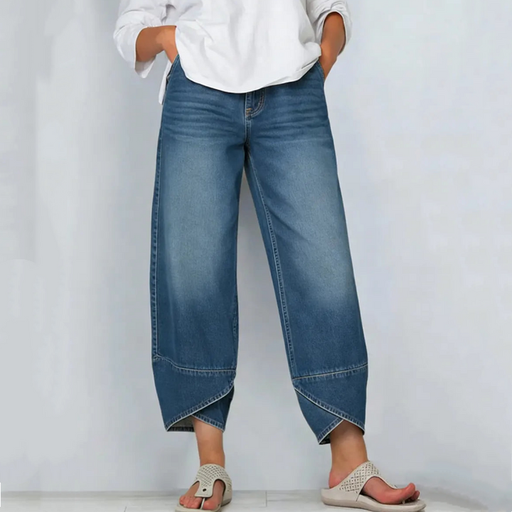 🔥2026 Hot Sale 🔥Jean décontracté à jambes larges et croisées pour femme, idéal en toutes saisons