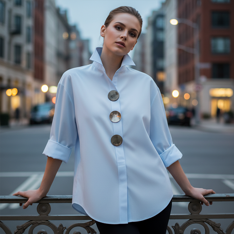 Chemise oversize pour femme avec boutons décoratifs