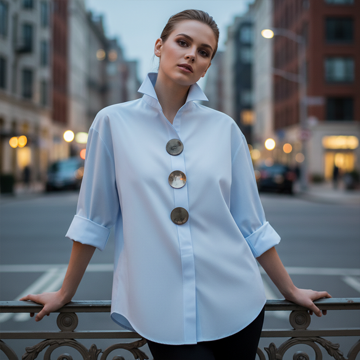 Chemise oversize pour femme avec boutons décoratifs