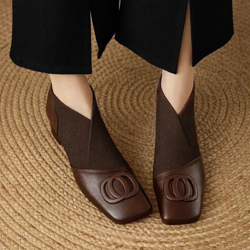 Sacha Havre | Bottines en Cuir à Talon Moyen Catherine