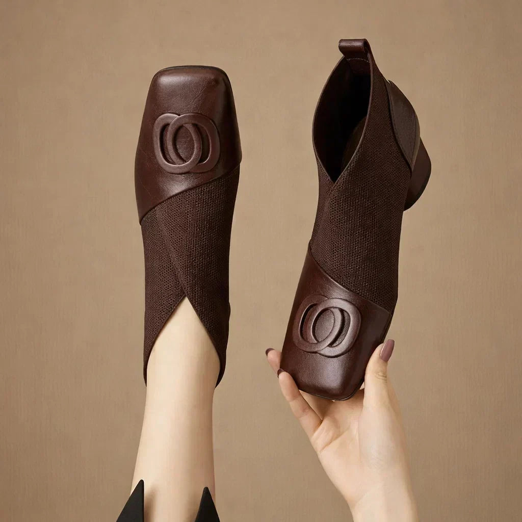 Sacha Havre | Bottines en Cuir à Talon Moyen Catherine
