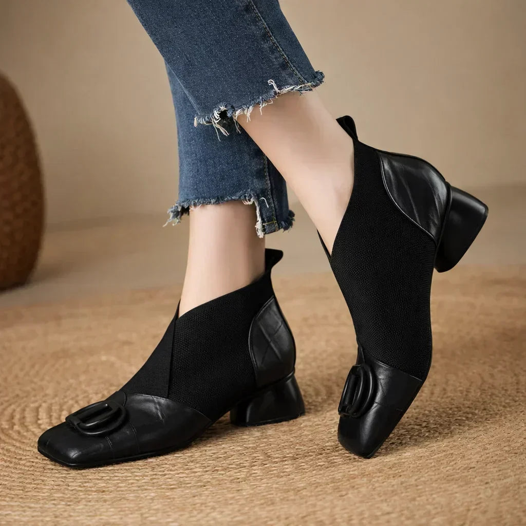 Sacha Havre | Bottines en Cuir à Talon Moyen Catherine