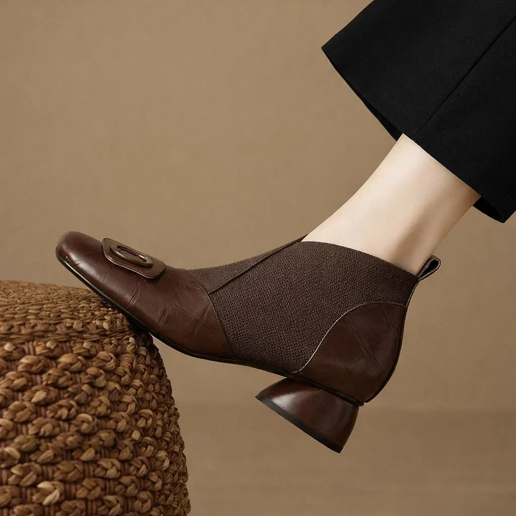 Sacha Havre | Bottines en Cuir à Talon Moyen Catherine